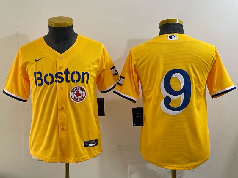 Youth 2025 Boston Red Sox #9 No Name Yellow Nike MLB Jersey 08
